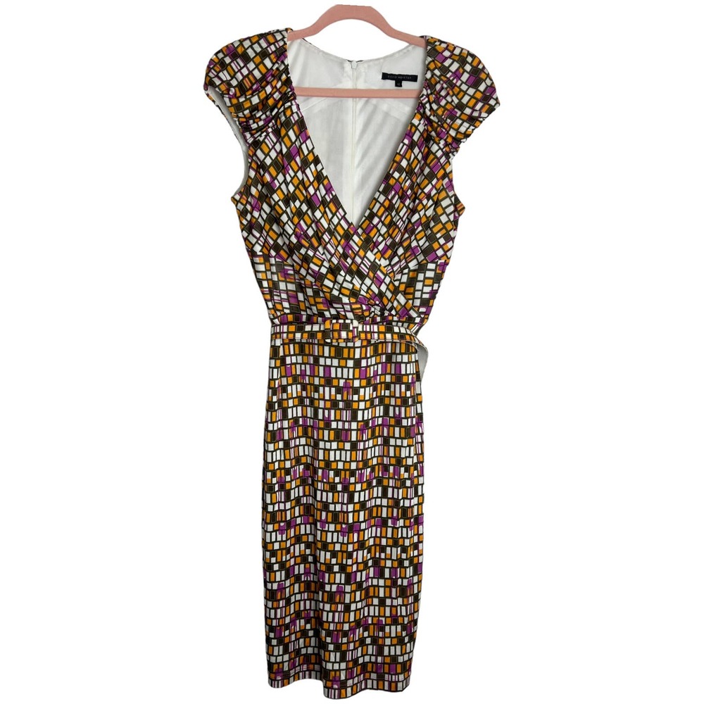 David Meister Color Block Pencil Bodycon MIDI Dress